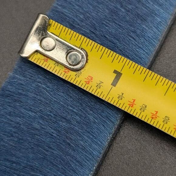GAP Belt Womens Small Blue Leather Brass Buckle Hair Fur Made in USA Vtg 1990s main image 10